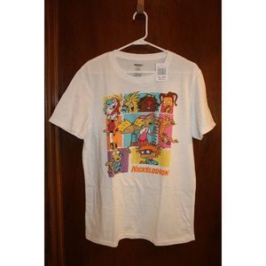 Nickelodeon White 90's Classics Hey Arnold, Rugrats T-shirt‎ Size Large